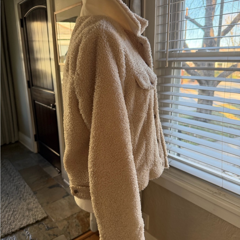 Sanctuary Sherpa Teddy Jacket Cream Button Up Size Small - Picture 3 of 5